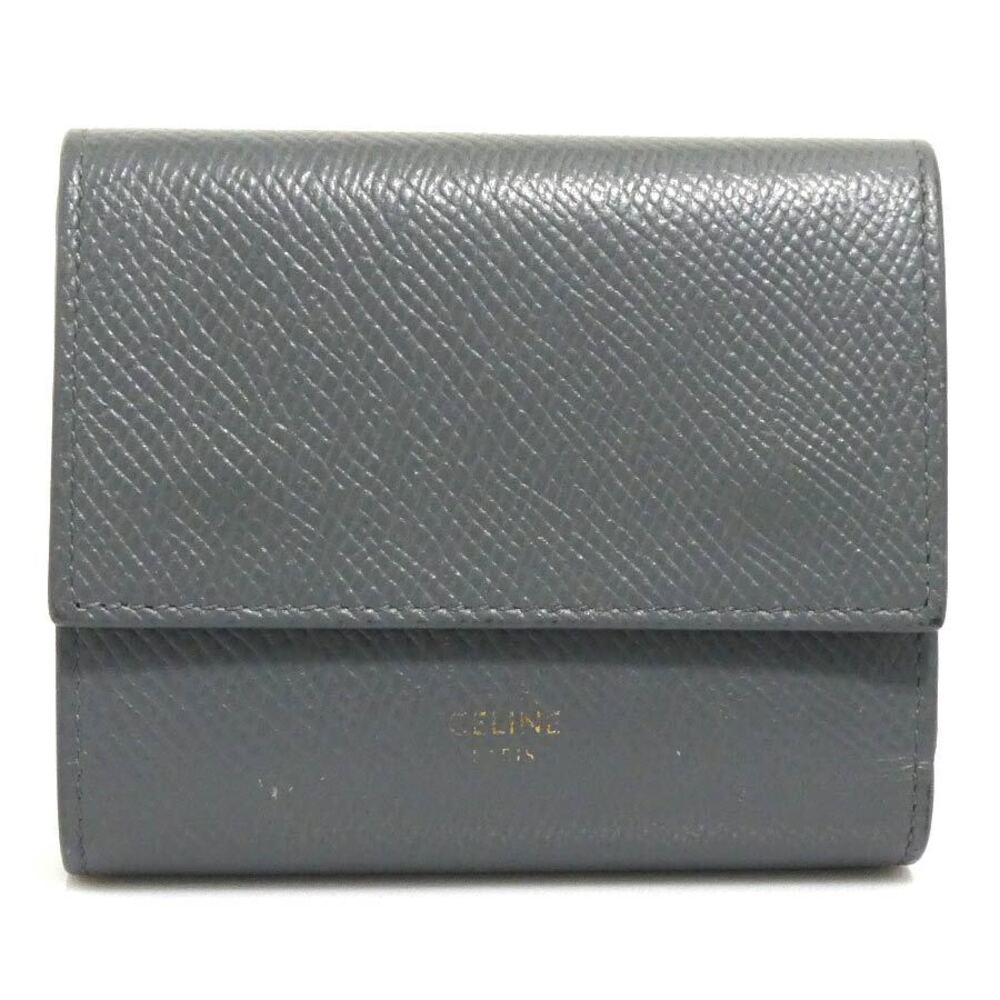 Celine Tri fold Wallet Leather Gray